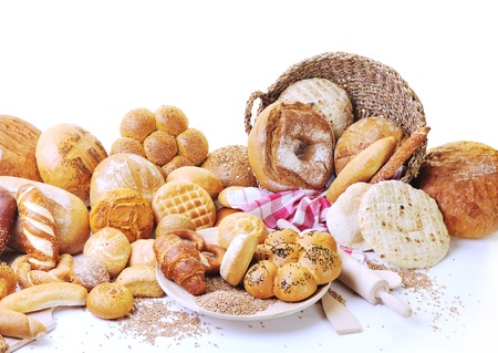 fresh healthy natural  bread food group in studio on tableの写真素材