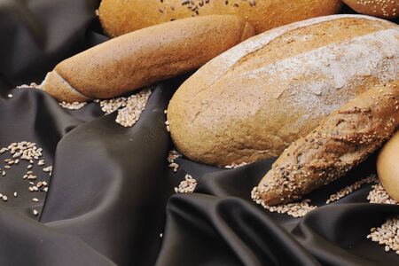 fresh healthy natural  bread food group in studio on table