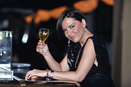 happy young woman lady have fun and party at city nightlife