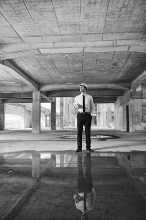 Construction Project business man Architect engineer manager at construction siteの写真素材
