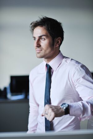 portrait of one young business man at bright office indoorの写真素材