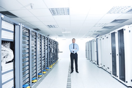 young handsome business man  engeneer in datacenter server roomの写真素材