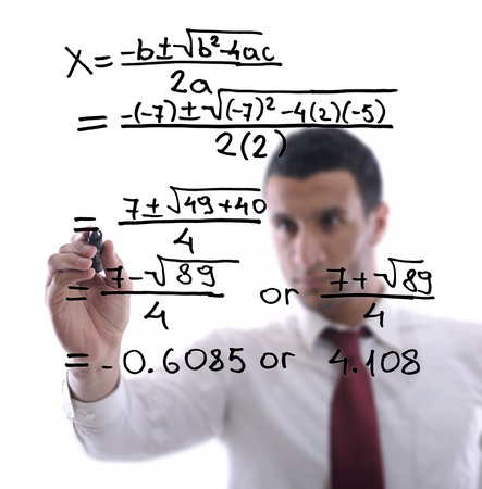 business man draw business solutions and plan b concept  with marker on glass  isolated on white background  in studioの写真素材