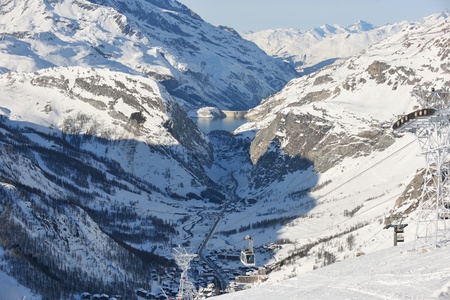High mountains under fresh snow in the winter  season