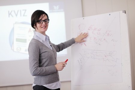 business people group have education leasson on seminar training event at small bright office conference roomの写真素材