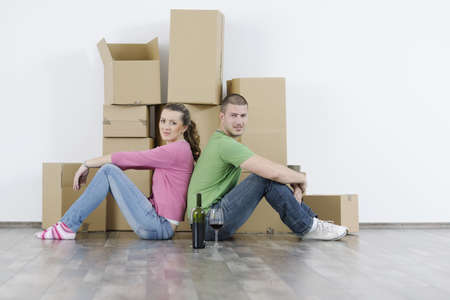 happy Young couple moving in new home