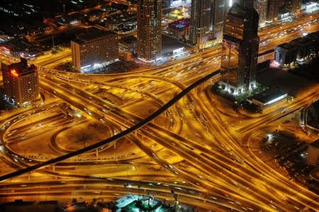 traffic jam in big city at sunsetの写真素材