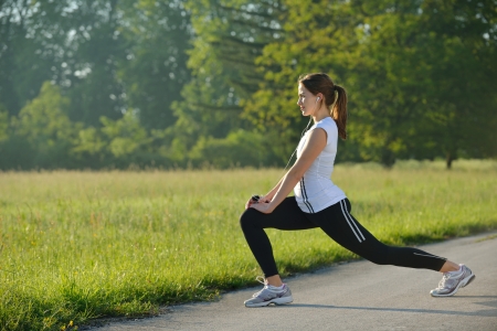 healthy young woman stretching before Fitness and Exerciseの写真素材
