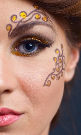 Fashion Beauty. Beautiful Woman With hairsyle  and Luxury Makeup isolated on white background in studio. Beautiful Girl Faceの写真素材