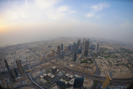 dubai city skyline   main road and new skyscrapers at sunsetのeditorial素材