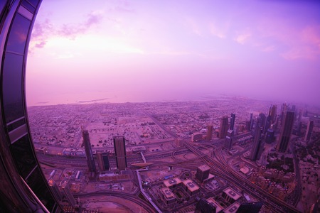 dubai city skyline   main road and new skyscrapers at sunsetのeditorial素材