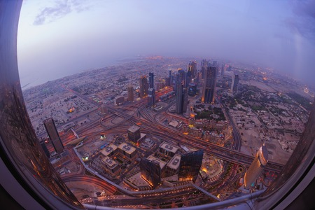 dubai city skyline   main road and new skyscrapers at sunsetのeditorial素材