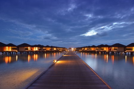 tropical water home villas resort  on Maldives island at summer vacationの写真素材