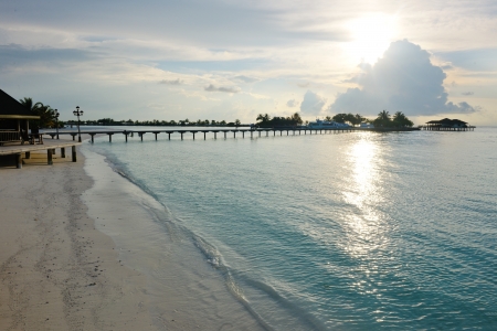 tropical water home villas resort  on Maldives island at summer vacationのeditorial素材