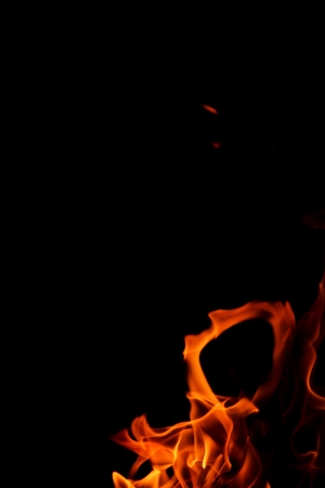 fire flame background pater frame on black backgroundの写真素材