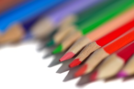 colorful wooden pen isolated on white backgroundの写真素材