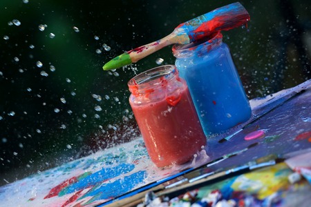 Colored splashes in abstract shape, isolated on white background