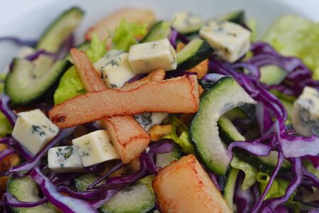 fresh organic eco vegetable salad,close-up isolated on whiteの写真素材