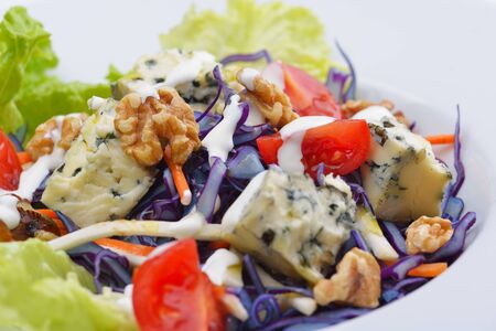 fresh organic eco vegetable salad,close-up isolated on whiteの写真素材