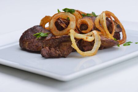grilled fresh meat and vegetables organic healthy food isolated on white backgroundの写真素材