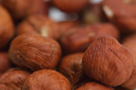 hazelnut healthy organic food isolated on white background on whiteの写真素材
