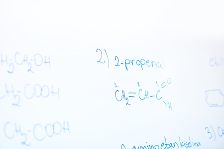 abstract science and  chemical molecule structure on white board in school classroom backgroundの写真素材