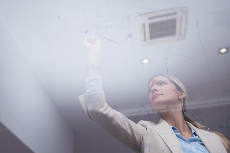 business woman with her staff, people group in background at modern bright office indoorsの写真素材