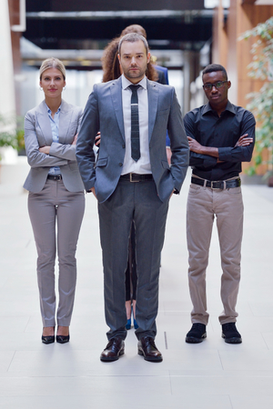 young multi ethnic business people group walking standing and top viewの写真素材