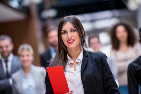 young multi ethnic business people group walking standing and top viewの写真素材