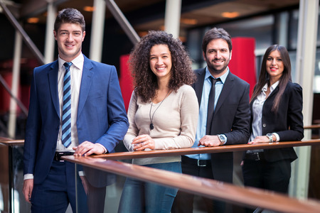 young multi ethnic business people group walking standing and top viewの写真素材