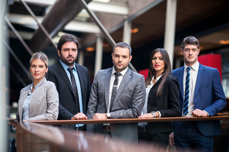 young multi ethnic business people group walking standing and top view