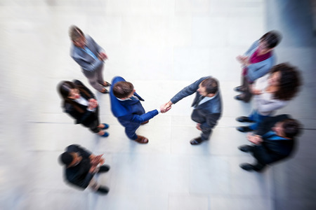 young multi ethnic business people group walking standing and top viewの写真素材