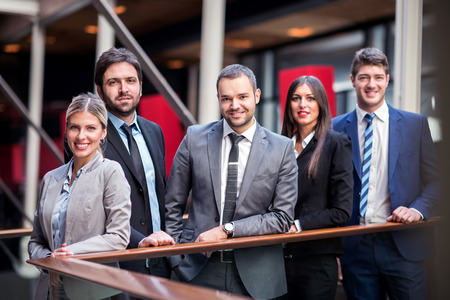 young multi ethnic business people group walking standing and top viewの写真素材