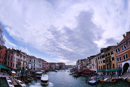 venice, beautiful romantic italian city on sea with great canal and gondolasの写真素材
