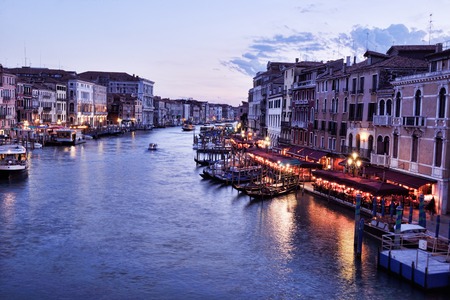 venice, beautiful romantic italian city on sea with great canal and gondolasの写真素材