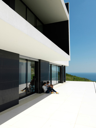 External view of a contemporary house modern villaの写真素材