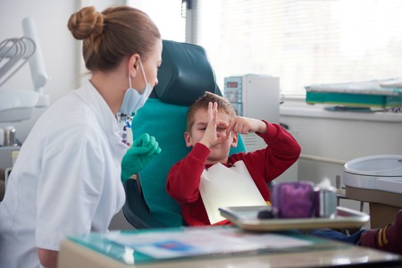 Young boy in a dental surgery teeth chech