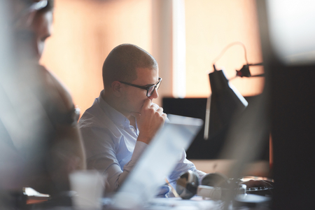 startup business, software developer working on computer at modern office