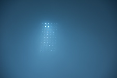 soccer stadium lights reflectors against black backgroundの写真素材