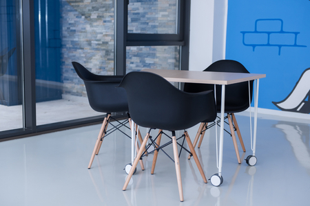 startup business office interior details, bright modern working spaceの写真素材