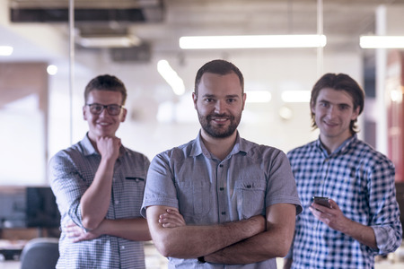 start up business team portrait at modern office interior