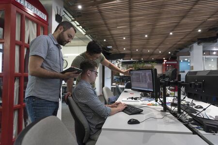 startup business people group working as team to find  solution to problemの写真素材