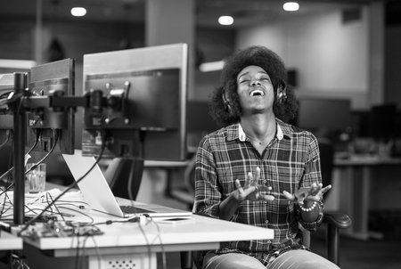 portrait of a young successful African American beautiful woman who enjoys spending a quality and...
