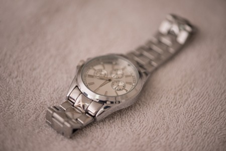 close up modern men watch the towelの写真素材