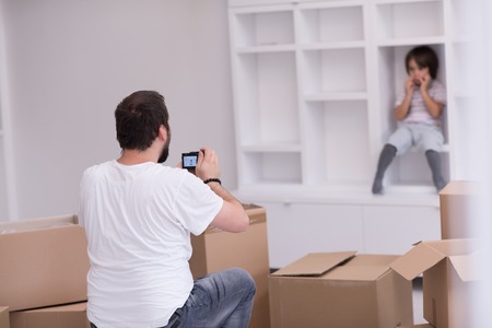 Photoshooting with kid model at studio as new modern homeの写真素材