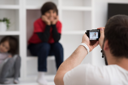 Photoshooting with kids models at studio as new modern homeの写真素材