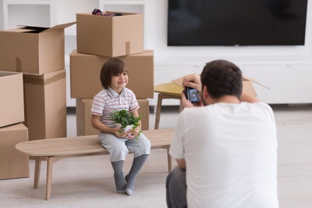 Photoshooting with kid model at studio as new modern homeの写真素材