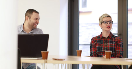 business team meeting in modern start up office and branistorming about new  business plan