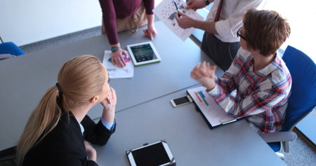 Group of business people discussing business plan  in the office
