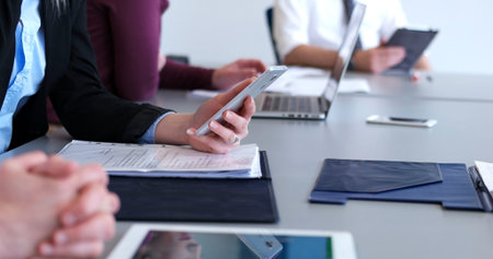 business people having meeting in bright office making plans for business